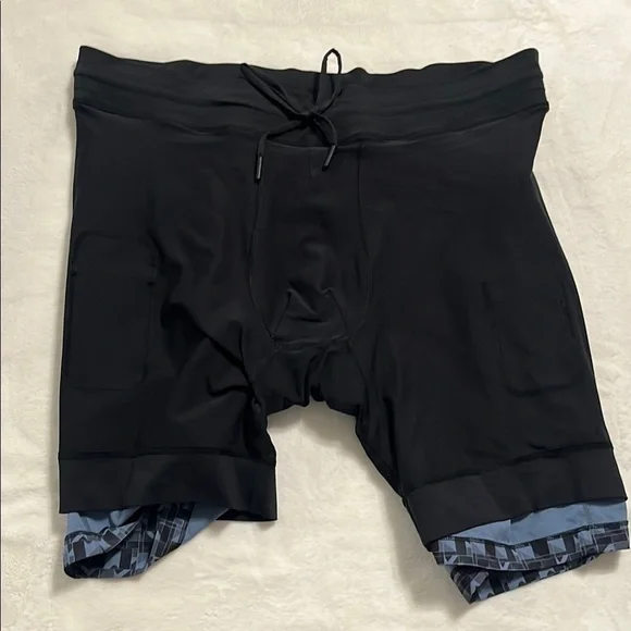 lululemon athletica Black and Blue Patterned Men Shorts - Picture 5 of 8